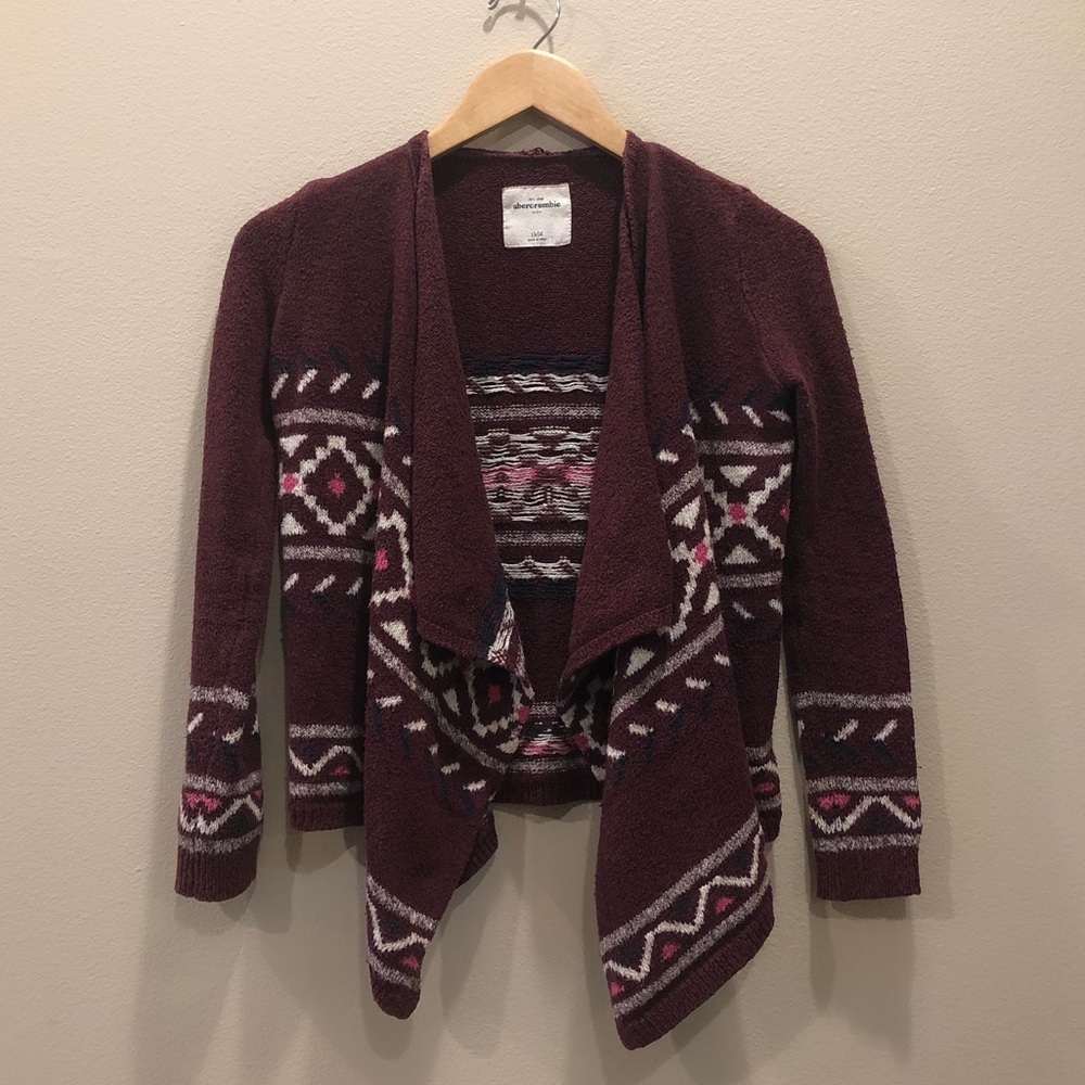 Abercrombie Burgundy Patterned Cardigan